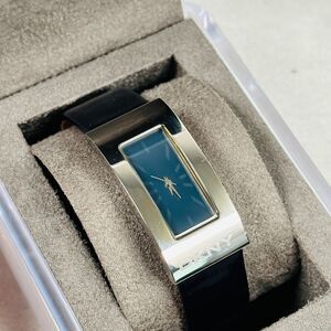 DKNY Watch Womens 21mm Rectangular Modern Blue Patent Leather Band New Battery